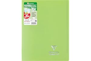 Clairefontaine 981413C Un Cahier Agrafé Koverbook Vert - 24x32 cm - 96 Pages Grands Carreaux - Papier Blanc 90 g - Couverture Opaque Polypro Recyclé