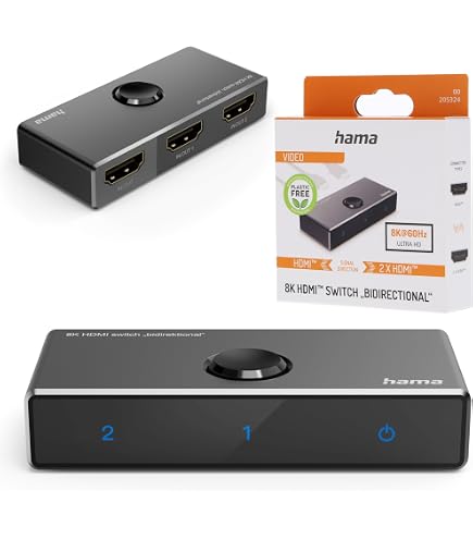 Goobay HDMI Switch 2-in-1-out – 4K/60Hz, Bidirectioneel, Zonder Voeding, Voor PS5, Laptop, Monitor, 55x55x22mm