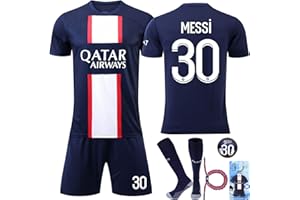 Hereneer Fussball Trikot Kinder Set, Fußball-Trainingstrikots für Jungen mit Fußball Triko Socken, Sport Kurzarm Fußballkleidung Nr.30, Nr.10, Nr.7 Jersey und Shorts für Kinder Fußballfans