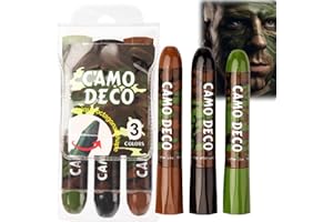 SIYINZU 3 Color Camo Face Paint,3 Colors Eye Black Camo Face Paint,Camouflage Hunting Face Paint Stick,Eye Face Body Paint Stick,Camo Paint,Waterproof Face Paint For Outdoor Sports(Brown,Black,Green)
