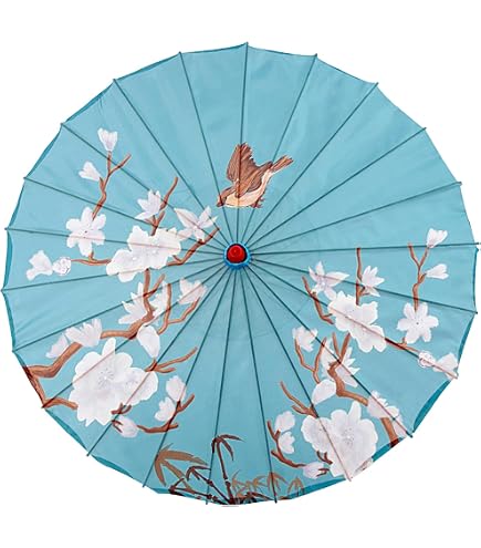 Tyenaza Ombrello fatto a mano Geisha Ombrello di carta oliata Arte cinese Ombrello da danza classica Ombrellone con fiori di pruno per feste di matrimonio Fotografia Costumi Cosplay
