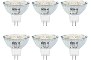 DiCUNO Ampoule LED GU5.3 MR16 5W, Blanc neutre 4000K, Non dimmable, 12V Ampoules LED Spot GU 5.3, Équivalent halogène 50W, 500LM, Angle de faisceau 120 °, Lot de 6