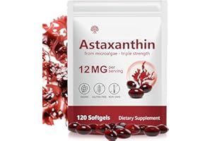 VFJVLVDG Astaxanthin 12mg, Kapseln mit Oxidationsschutz – Leistungsstarkes Astaxantina-Antioxidans-Präparat für Haut, Augen und Immunsystem – 120 Softgels