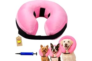 RODARMA® Collar Isabelino Perro Inflable + Inflador | Collarín Perros para no Rascarse Heridas Ajustable, Post operación. (Rosa, M)