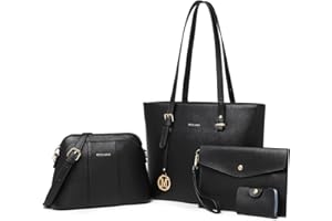 Miss Lulu Borsa Donna Tote Bag Grande Borsa Tracolla Donna Portafoglio Donna Borsa da polso borsa Regolabile Borsa shopping 4 pezzi borsa set