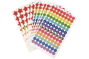 NV WANG Pegatinas de Recompensa,695 Piezas Carita Sonriente Estrellas Engomada Etiqueta Autoadhesiva Incentivo Scrapbooking Engomada para Maestros Escuela