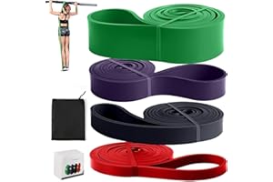 SILULCM Bande Élastique Fitness, Élastique Musculation [Lot de 4 avec Sac] Bandes de Résistance en Latex Naturel, Utilisée pour Le Yoga et Le Pilates, Les Sports d'Intérieur