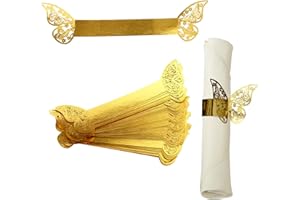 URROMA Lot de 50 Ronds de Serviette en Papier doré en Forme de Papillon pour Mariage, dîner, fête, Centre de Table