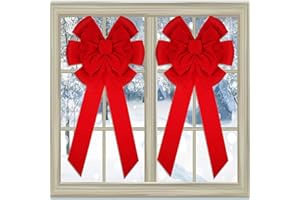 KAHEIGN 2 Piezas Lazo de Terciopelo Navideño, 90cm x 45cm Grande Arcos de Puerta Roja Arco del árbol de Navidad Arco de Corona de Navidad Envoltura para Árbol de Navidad Chimenea Puerta Principal