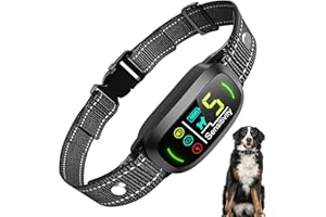 Tucnkac Collier Anti-Aboiement Chien Rechargeable, 4 Modes, 5 Niveaux de Sensibilité, Détection Intelligente, Étanche IP67 pour Petit Moyen Grand Chiens
