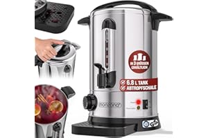 MONZANA® Bollitore per Vin Brulé 6,8L con Rubinetto 30 Tazze Acciaio Inox Regolazione 30-110°C Erogatore Bevande Calde Punch