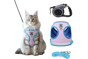 MINGBOLIN Anti-Flyer Harness för Katt Med Släpband på 150 cm Och En Retractable Leash på 5 m, Justerbar och Reflekterande Har