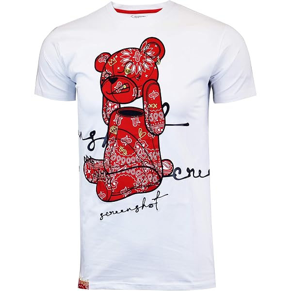 SCREENSHOT Men's Hip-Hop Rhinestone & Embroidery T-Shirt - Premium Streetwear Tee, High-Density Gel Print
