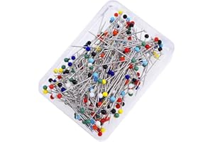 BLISSMAX 100 Pcs Sewing Pins with Glass Heads, 38mm Long Straight Pins with Sharp Ends, Multicolored Dressmaking Pins, for Fabrics, Scarf, Quilting, Crafts & Jewellery