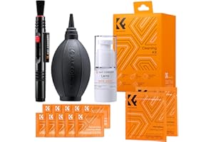 K&F CONCEPT Zestaw do czyszczenia soczewek i obiektywów na wycieczkę fotograficzną (mieszek, ściereczka z mikrofibry, chusteczki nawilżane, pleśniewia do czyszczenia)