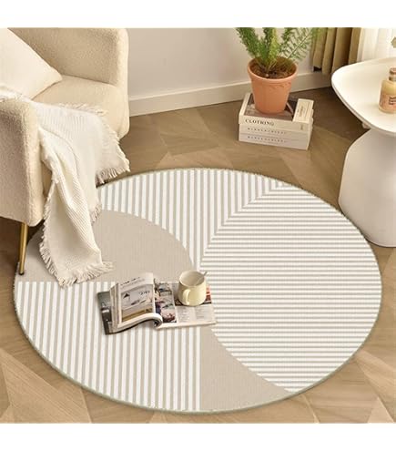 Tappeto Rotondo Morbido Highdi - Design Geometrico, Antiscivolo, Per Salotto O Camera Bambini, 120cm - Foto 4