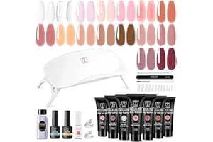 ROSALIND Kit Completo Arcygel, 16 Colori 10ml Estensioni Gel per Unghie con Lampada UV, Base e Top Coat, Strumenti Manicure, Kit Completo Poly Unghie gel Nail Art per Principianti e Professionisti