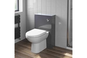 Artis 500mm Bathroom Toilet Back to Wall Furniture Unit Pan Soft Close Seat Gloss Grey