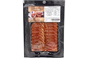 aBeiou. LOMBATA DI CEBO IBERICA - AFFETTATA DI RAZZA IBERICA 50%. CERTIFICATO Garanzia Hycer. Artigiano Stagionato a Guijuelo (Spagna). 1 busta da 100gr.