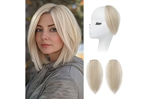 REECHO Clip in Hair Volumizer, 2PCS 8 inch Short Thick Clip in Hairpieces Adding Extra Volume Hair Extensions for Women with Thin Fine -Ash Blonde