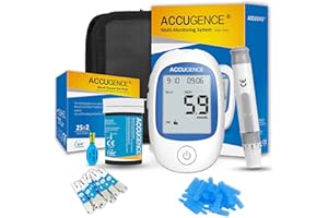 ACCUGENCE Blood Sugar Monitor, Blood Glucose Meter With 50 Blood Glucose test strip, 50 Lancets, 3in1 Multi-function Glucometer mmol/L