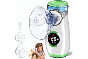 BIAOQINBO Inhalationsgerät mit Digitaler Anzeige, Inhaliergeräte für Erwachsene und Kinder, Inhalator Inhaliergerät Vernebler mit Gesichtsmaske & Mundstück, Ultraleicht Klein, Leicht zu Tragen