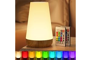 ‎TAIPOW Lampka Nocna Led, Taipow Regulowana Dotykowa Lampa Stołowa z Pilotem Zdalnego Sterowania i 13 Kolorów i 3 Tryby, Lampki Nocne dla Dzieci do Sypialni/Salonu, ładowanie USB