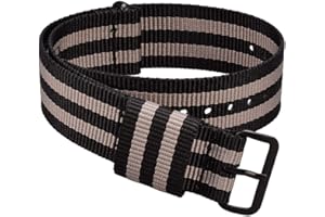WOCCI Militare Stile Cinturino per Orologio in Nylon con Fibbia Nera, Monopezzo Cinturini di Ricambio, 18mm 20mm 22mm 24mm