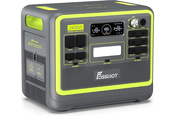 FOSSiBOT F2400 Generateur Electrique Portable, 2048Wh Batterie LiFePO4 Station électrique, 3 Sorties CA 2400W (4800W Pic) 230V Groupe Electrogene Solaire pour Camping, Voyage Maison/Bureau