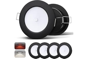 ‎CAMPERXLITE camperxlite 4er set LED Einbaustrahler 12V, Aluminium Deckenspots 76mm für Wohnmobil, Ultra Flach LED Spots Eingebauter Dimmschalter/Rot Licht, Einbauspots für Wohnwagen Camper Boot CRI93 5000K