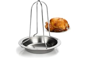 com-four® Torrefazione di Pollo BBQ per polli grigliati Perfetti, Griglie per pollame per Cucinare polli arrosto e polli da Carne, Vassoio raccogligocce (1 Pezzo - Pollo alla griglia)