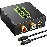 LiNKFOR DAC Converter Digital to Analog Converter Digital SPDIF Toslink to Analog Stereo Audio RCA L/R Audio Adapter with Opt