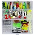 Kit De Leurres De Pêche 168 Pièces - Avec Boîte De Rangement - Spinnerbaits, Vers, Poppers, Hameçons - Pour Eau Douce Et Mer