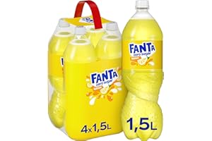‎FANTA Fanta Lemon ohne Zucker - kalorienfreie Erfrischung mit fruchtigem Zitronengeschmack - spritzig-erfrischendes Softgetränk ohne Zucker in Einweg Flaschen (4 x 1500 ml)