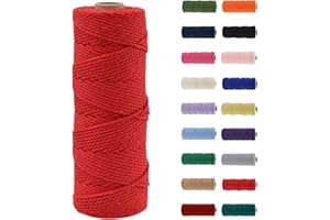 MORAINJAY Macrame Yarn 3 mm, Macrame Yarn Red, Macrame Cotton Yarn 3 mm x 100 m, Cotton Cord Natural, Cotton Craft Cord for Crafts, Knitting, Boho Decoration, DIY Craft, Wall Hanging, Living Room