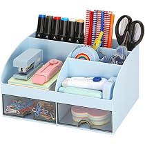 Organisateur De Bureau Avec 4 Tiroirs - 19,5x14cm - Multifonction Pour Stylos, Maquillage, Papeterie - Blanc - En Plastique ABS