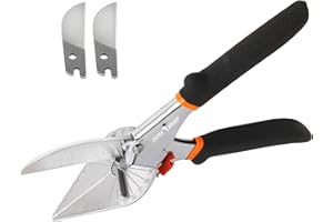FLORA GUARD Tijeras de inglete alargadas, cortador de corte multiángulo de 45 a 135 grados, tijeras de juntas para cortar madera blanda, plástico, PVC y más, incluye 2 cuchillas de repuesto (JDJ-2)