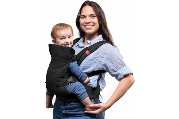YOU+ME Porte-bébé 4-en-1 - De la naissance à la petite enfance (3,6 à 14,5 kg) Toutes positions | Ergonomique | Ajustable | Respirant avec panneaux en maille 3D | Bavoir amovible 2-en-1 (Noir)