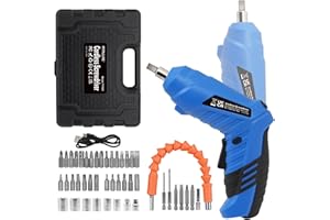 MYMULIKE Cordless Screwdriver, 49 Piece Rechargeable Electric Screwdriver with LED Light, 3.6V Rechargeable Screw Gun, 3 N.m Drill Drivers Ideal for Furniture Assembly, Home DIY Projects (Blue)