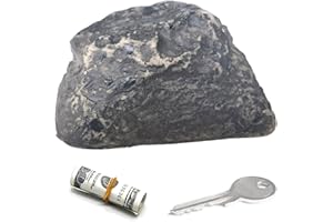 ARJDXDP Key Stone, Stone with Secret Compartment, Outdoor Garden Replacement Key Box Stone to Hide a Spare Key, Stein Schlüsselversteck Geheimversteck, künstlicher Findling (schwarz)