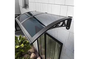 KDDEON Auvent de Porte et Fenêtres Extérieure,Toit Marquise en Polycarbonate Gris Moderne,Marquise de Porte d'Entrée,Terrasse Toit Abri Protection Contre La Pluie,Auvent de Patio (60x120cm/24 x47)