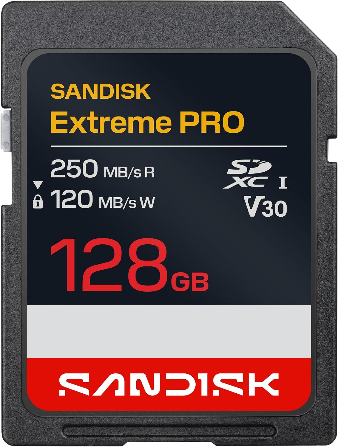 SANDISK Extreme PRO SD UHS-I Card 128GB (up to 250MB/s read speed and 120MB/s write speed, 4K UHD video, U3, V30) Memory Zone App