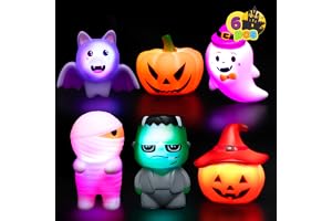 JOYIN 6 stycken upplysta Halloween-badleksaker, halloween blinkande LED-ljusleksaker, flytande badleksak för spädbarn, småbar
