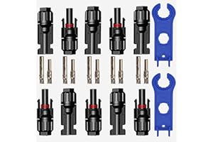GTIWUNG 5 Pares Conector Solar Fotovoltaico, Macho/Hembra Conector Impermeable de Anillo de Sello Impermeable, Conectores de Cable de Panel Solar para Sistema Fotovoltaico, Negro