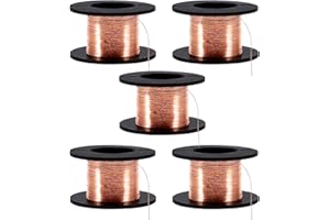 Jadeshay 15m Draht Kupfer, 5 Stück 0,1 mm Kupferdrähte Lackdraht Kupfer Wicklungsdraht Emaillierter Reparaturdraht Länge 15m