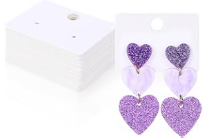 TIESOME 200 tarjetas para pendientes, 1.77 x 1.26 pulgadas, tarjetas de papel kraft para pendientes, pendientes, etiquetas colgantes para joyas, pendientes, collares, bolsas de joyería (blanco)