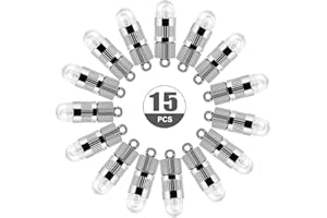 LIHAO LED Balloon Lights, Set of 15 Mini LED Bulbs for Lantern Chinese Paper, Wedding Decoration, Party - Cool White
