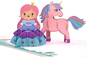 MOKIO® Biglietto Auguri Pop-Up – Principessa e Unicorno – Biglietto regalo 3D per un compleanno, Biglietto d'auguri con busta per ragazze