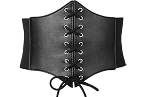 JASGOOD Women Elastic Lace-up Corset Belt Tied Waspie Wide Belts Costume Stretch Waist Belt for Halloween