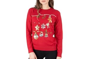 NOROZE Women's Christmas Tops Sweatshirts Sequin Jingle Bells HoHoHo Pug Mrs Claus Xmas Jumper UK Sizes 8-18